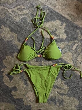 Dippin' Daisy's Lime Green Beaded Triangle Bikini